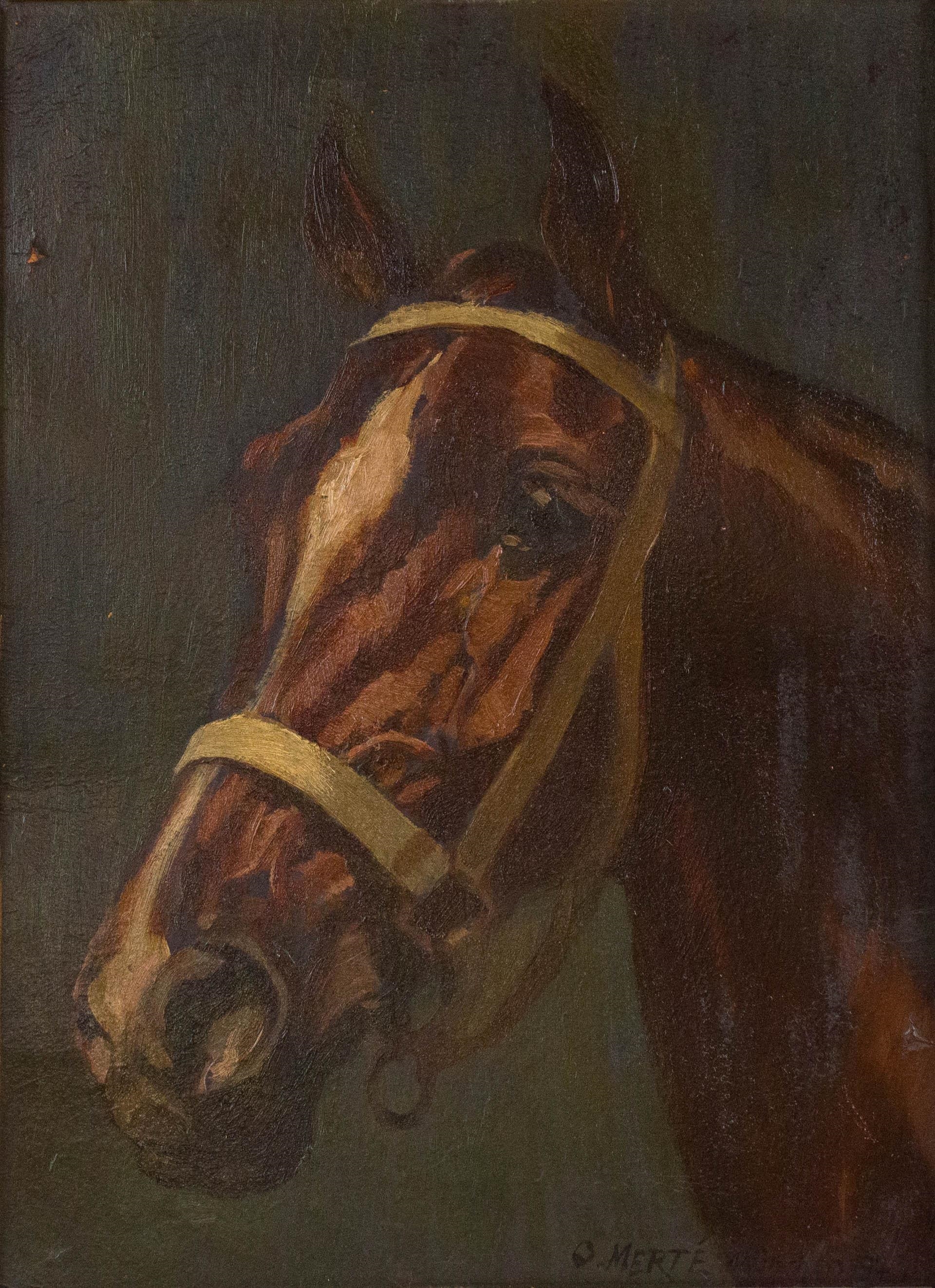 Oskar Merté | Horse Head with Harness (1923) | MutualArt