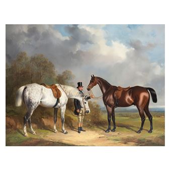 Edward Goodacre with his hunters Clearwell and Rover - William Barraud
