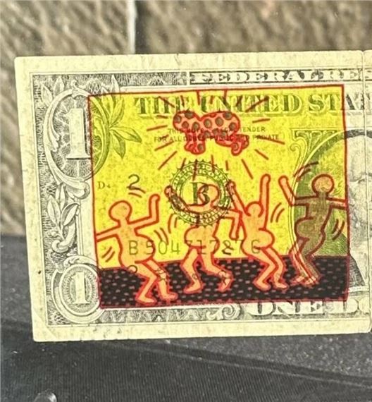 Keith Haring | Billet de 1 dollar avec dessin et porte une signature 6 ...