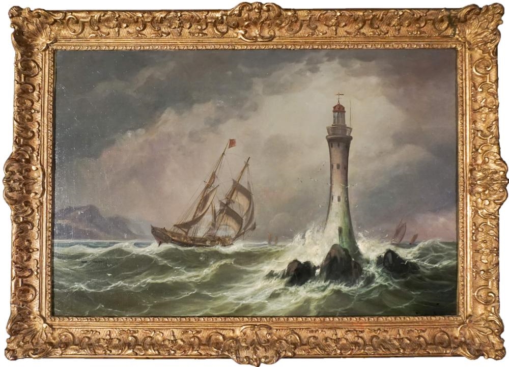William Frederick Mitchell | Ships Off a Lighthouse in a Stormy Sea: A ...