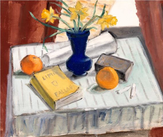 Daffodils in a Blue Vase and Tobacco - Theodor Pallady
