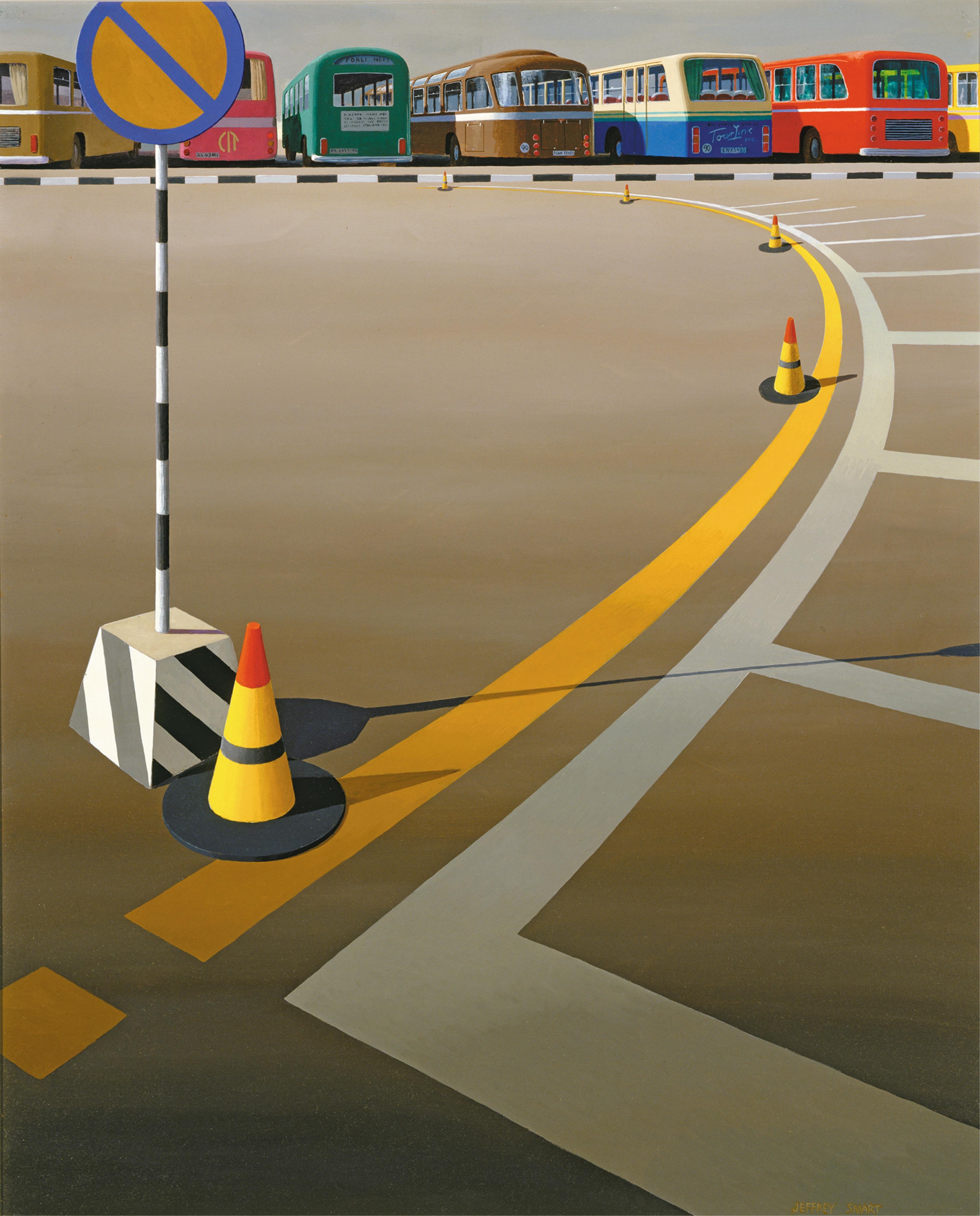 Jeffrey Smart | Bus Terminus, 1973 (1973) | MutualArt