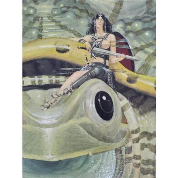 Roger Dean | Woman Riding a Turtle | MutualArt