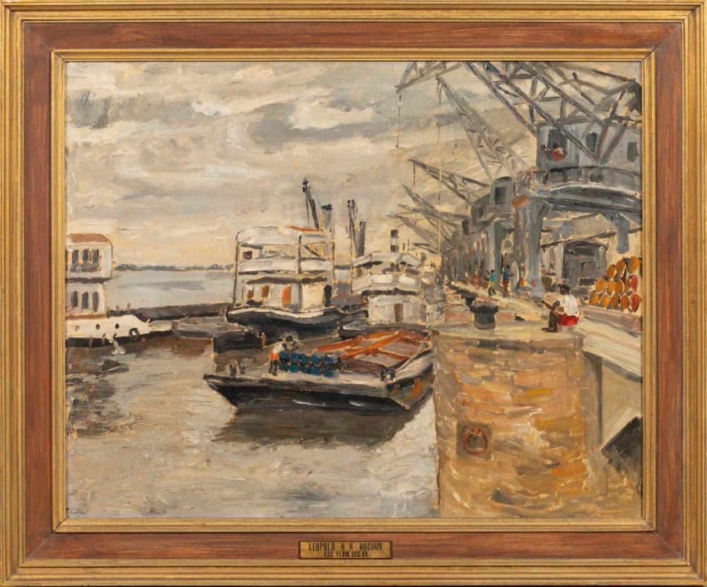 Leopold Rochus | Vista de porto (1950) | MutualArt