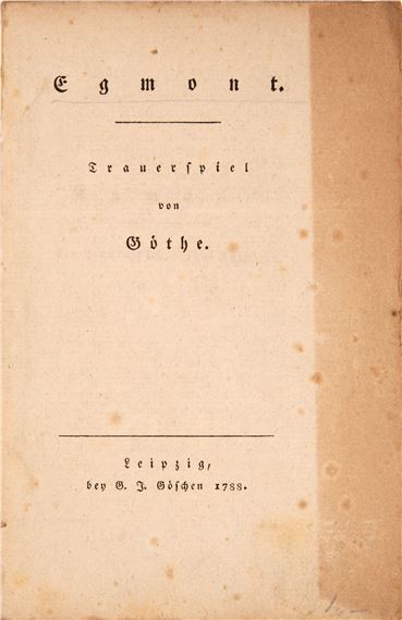 Egmont. Trauerspiel by Johann Wolfgang von Goethe, 1788