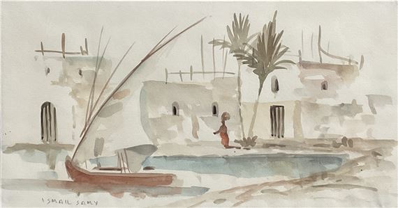 絵画 ismail samy Ismail Samy – Figures on Riverbank – SIKANDER'S