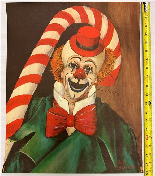 作者「Ken Tie」 作品のタイトルは「Pensive Clown」 Red Skelton | Candy Cane Clown (1972) | MutualArt
