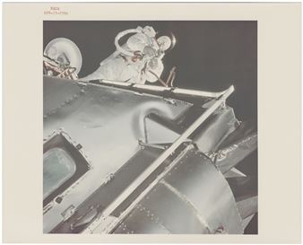 APOLLO'S FIRST EVA: RUSSELL SCHWEICKART PHOTOGRAPHING FROM THE LM SPIDER'S PORCH - David Scott