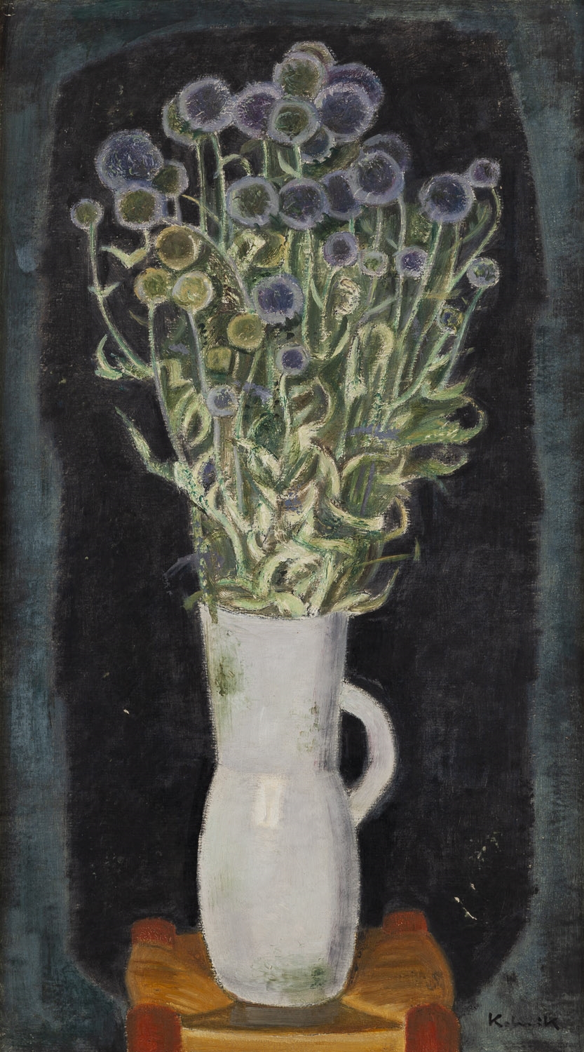Arthur Kolnik | Still Life with a Bouquet of Thistles in a White Vase ...