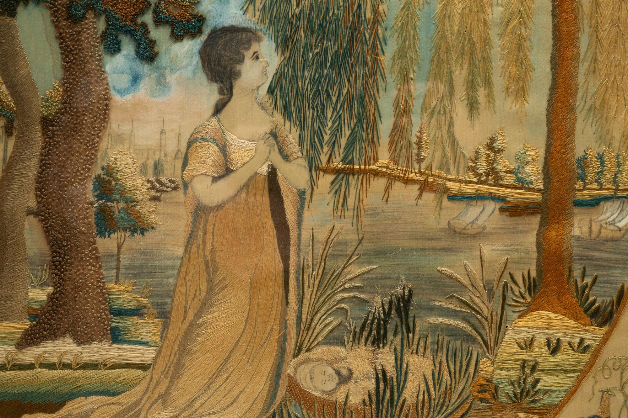 American School | AMERICAN NEEDLEWORK ON SILK OF MOSES IN THE BULRUSH ...
