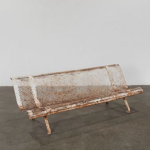 René Malaval | White Perforated Metal Bench (1960s) | MutualArt