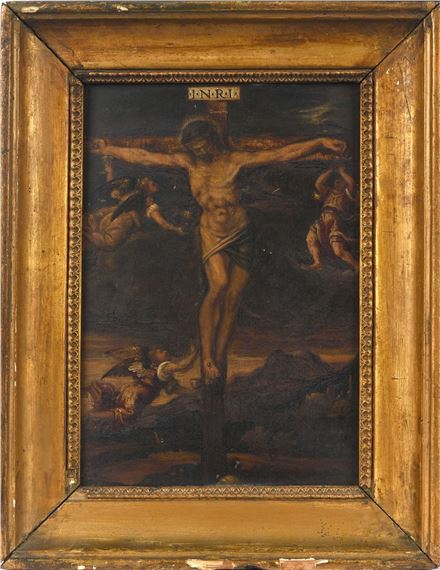 Christ on the cross with three angels - Italian School, 16th Century