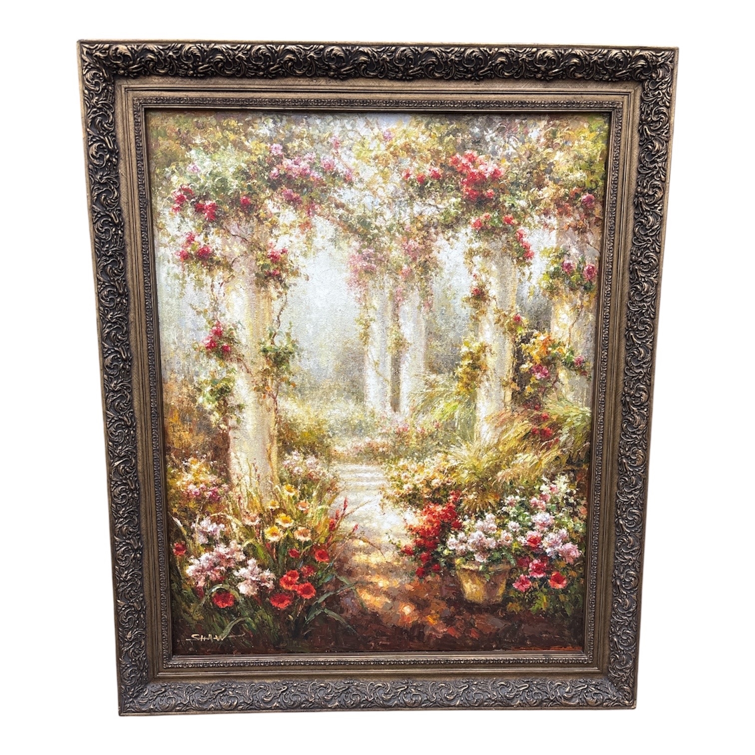 Shaw | Large Scale Impressionist Garden Path Oil Painting | MutualArt