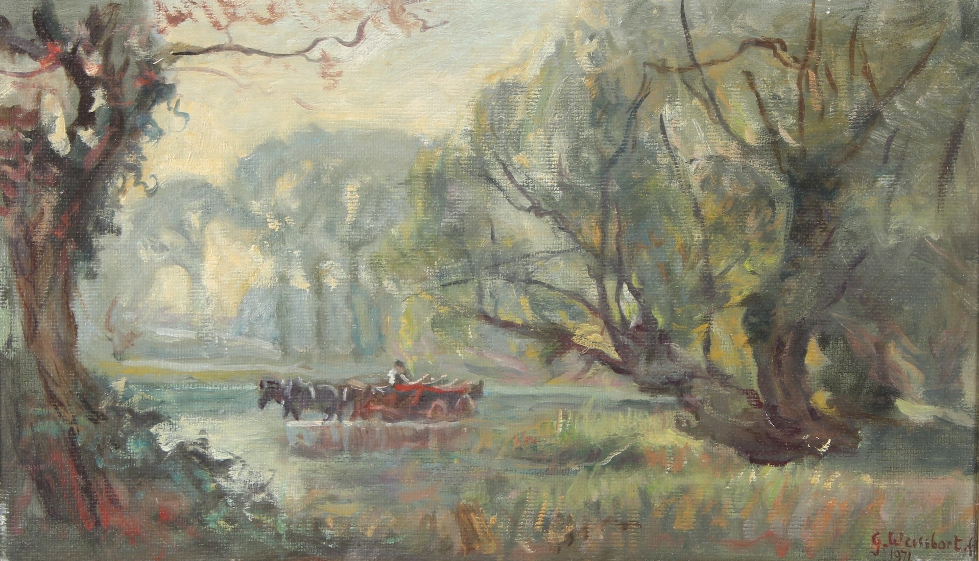 George Weissbort | Woodland landscape with horse and cart (1971 ...