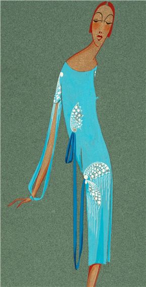 jeanne lanvin blue dress | (1925) Fashion illustration Length:Petite (5'1