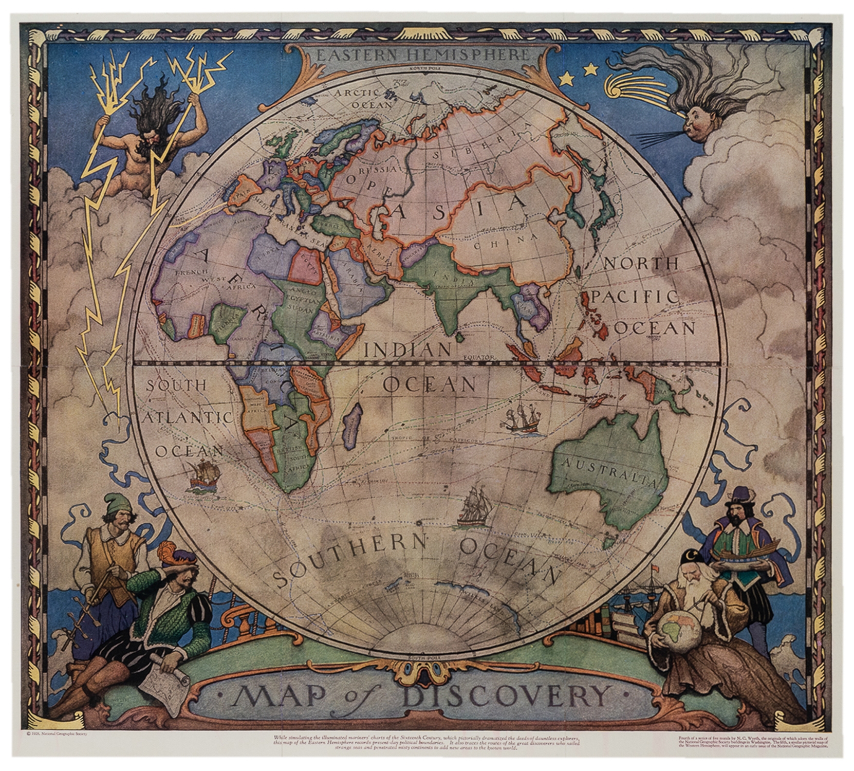 N.C. Wyeth | Pair of Pictorial Maps / Map of Discovery, Eastern ...