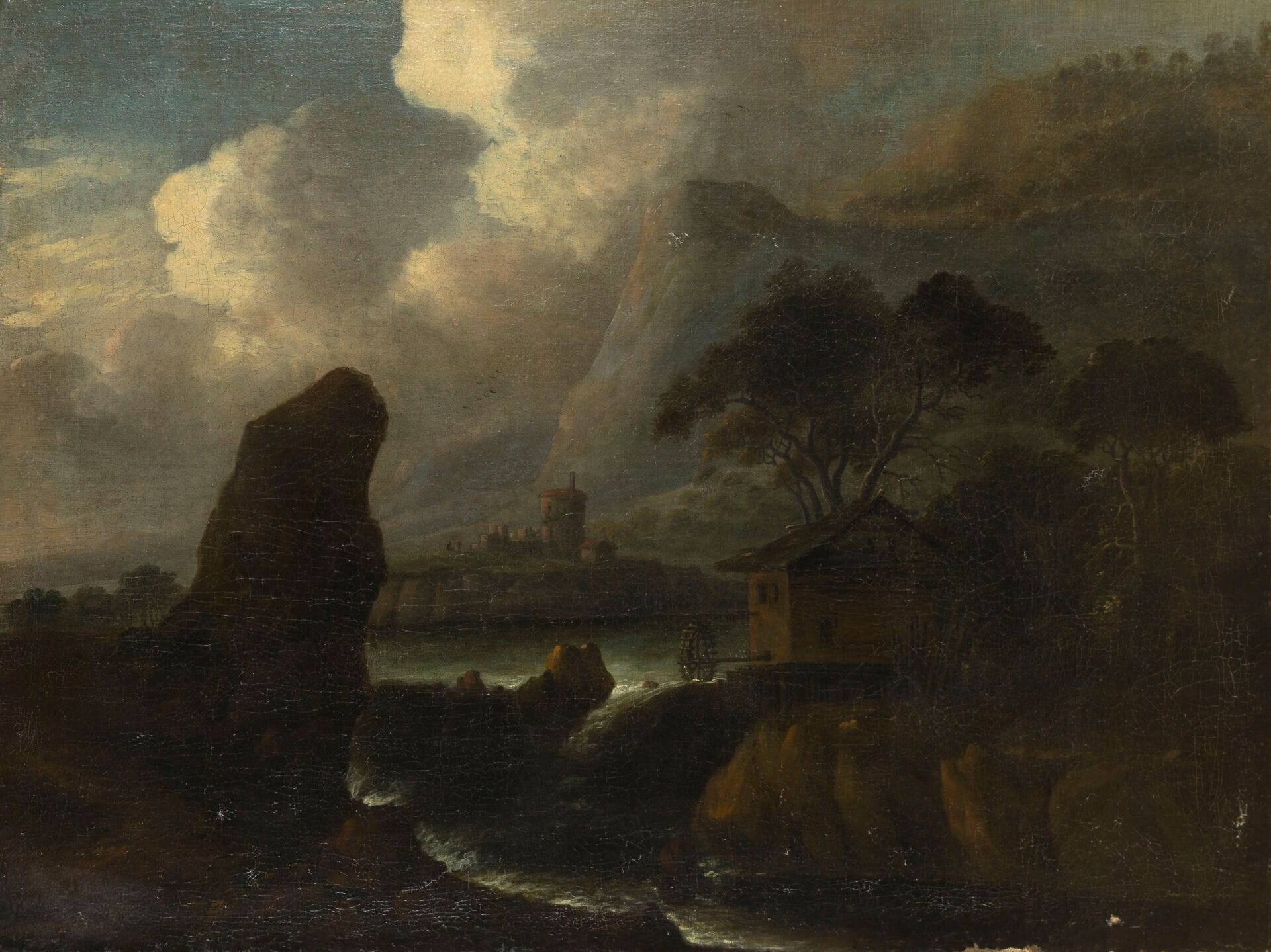Allart Van Everdingen | Landscape with mill and waterfall (Late 17th ...
