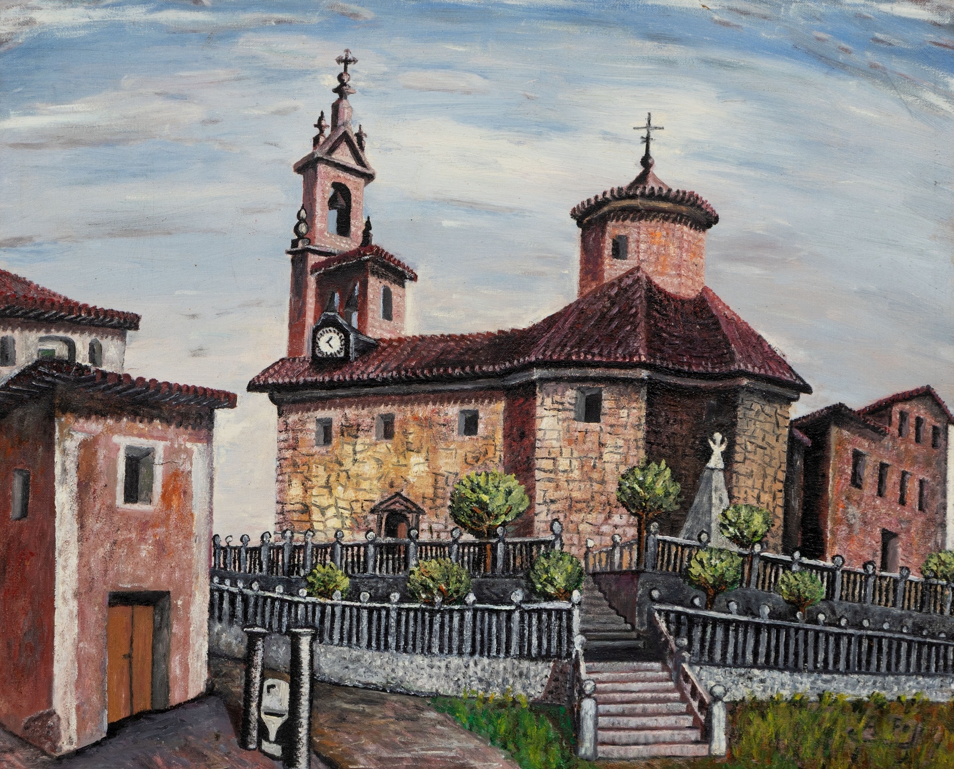 Basque School, 20th Century | Paisaje e Iglesia | MutualArt
