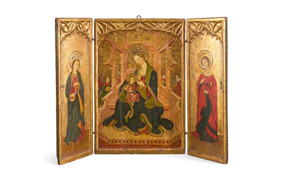 Spanish School, 18th Century | Tríptico de la Virgen con el Niño (tabla ...