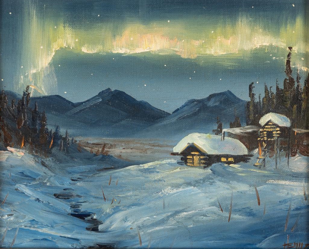 Ellen Henne Goodale | Cabin on the Water, Northern Lights | MutualArt