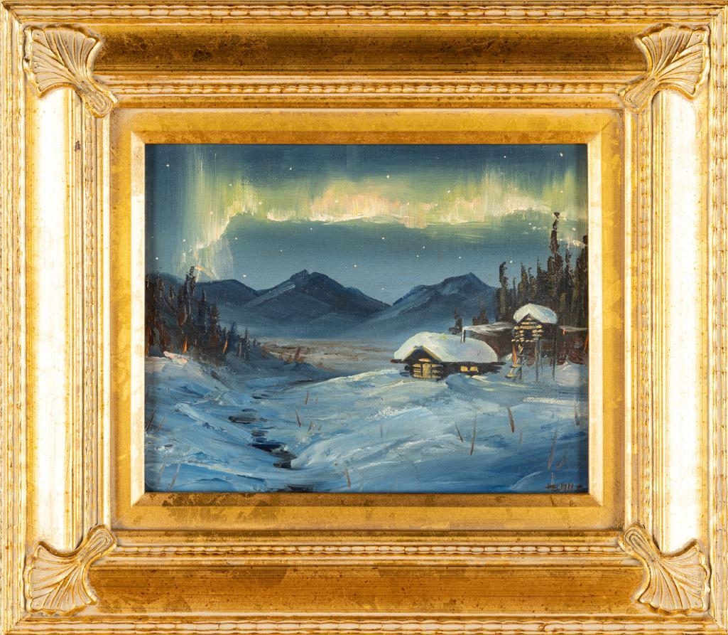 Ellen Henne Goodale | Cabin on the Water, Northern Lights | MutualArt