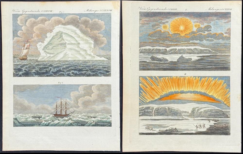 Friedrich Johann Justin Bertuch | 5 Engravings of Ships, Weather Events ...