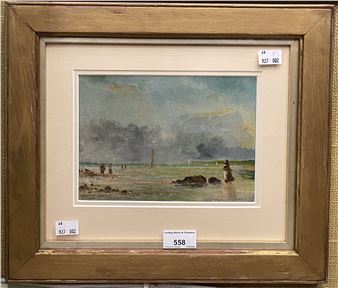 Figures on the beach at low tide - Charles Herbert Moore