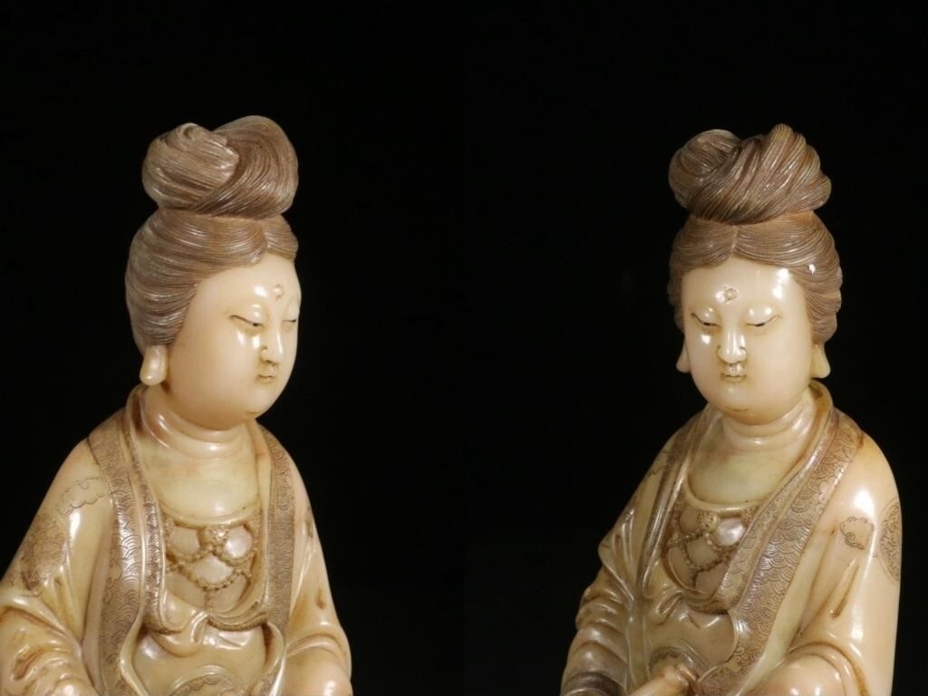 Chinese School | Chinese Hand-carved Shoushan Soapstone Guanyin | MutualArt