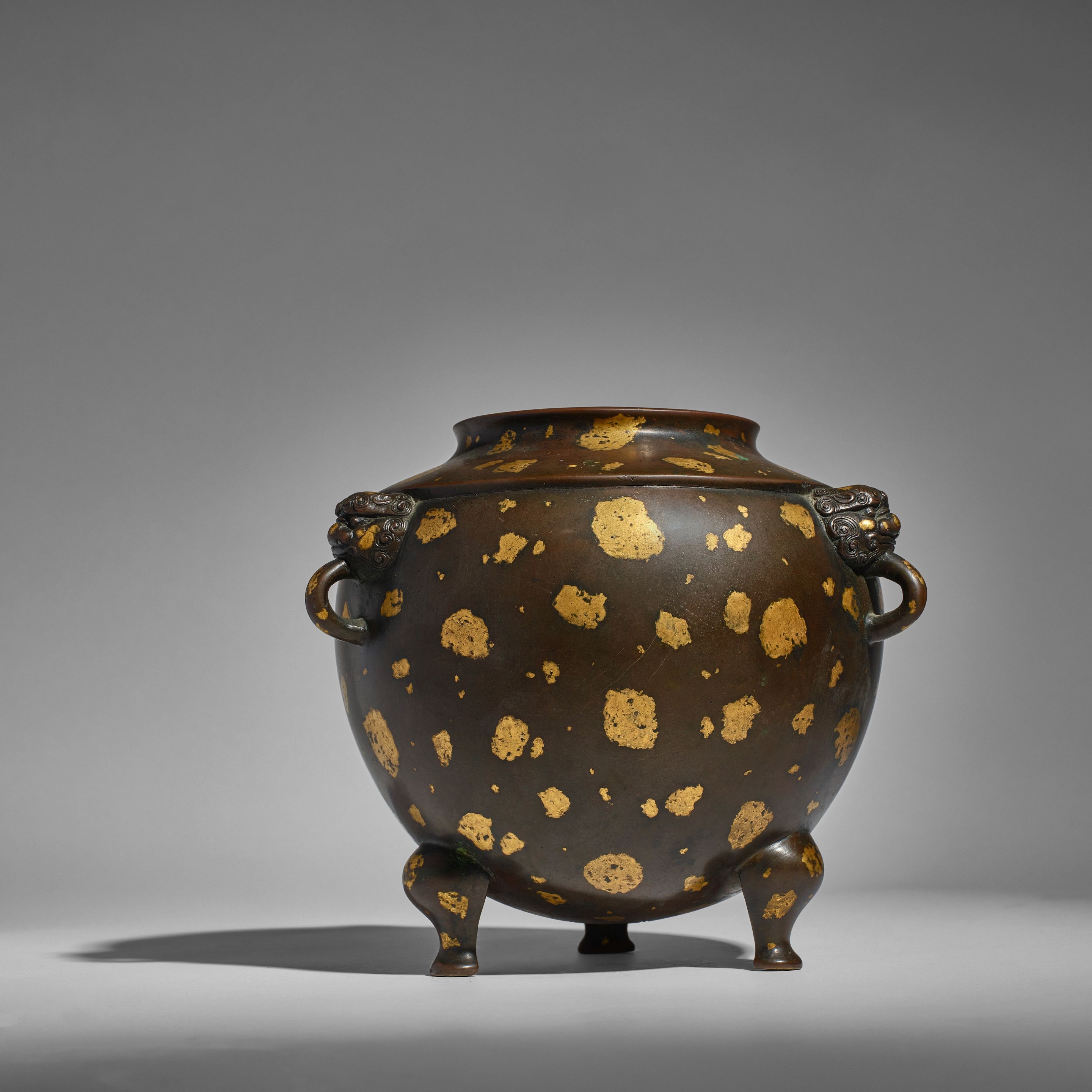 Chinese School, 18th Century | A GOLD-SPLASHED BRONZE TRIPOD GLOBULAR ...