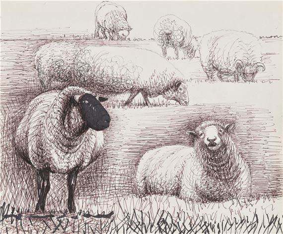 Henry Moore | Field of Sheep (1972) | MutualArt