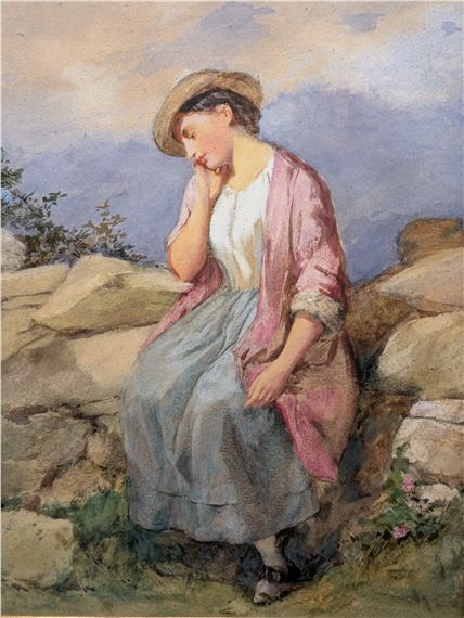 John Absolon | Taking in the sun - Study of a lady | MutualArt