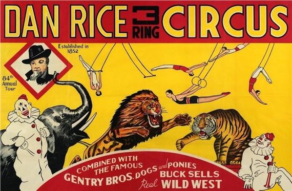 Dan Rice | Dan Rice 3 Ring Circus Lithograph Poster (1930s) | MutualArt