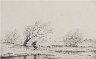 Windswept landscape with two figures - Martin Hardie