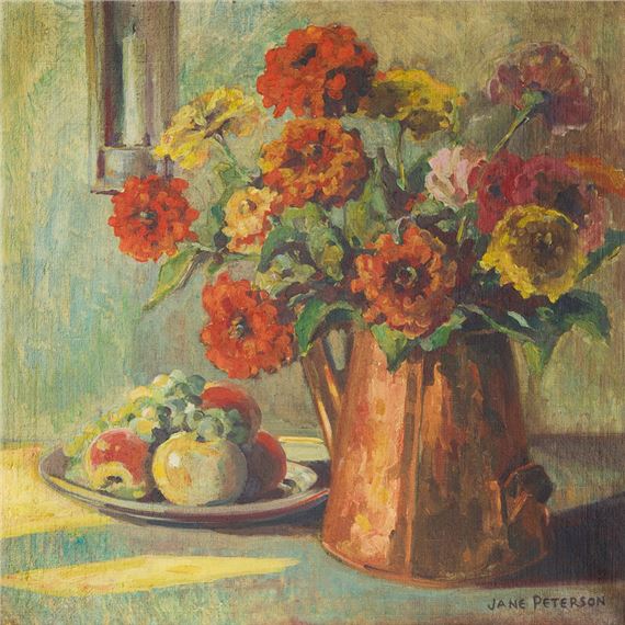 Still Life with Zinnias by Jane Peterson