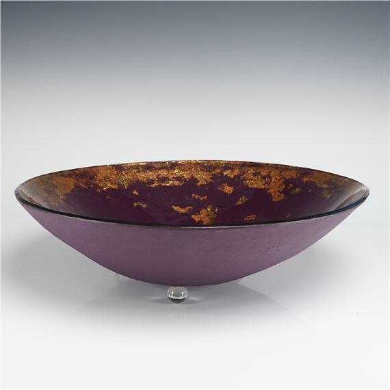 Tony Evans | Tony Evans Fused Art Glass Bowl with Gold Leaf Inclusions ...