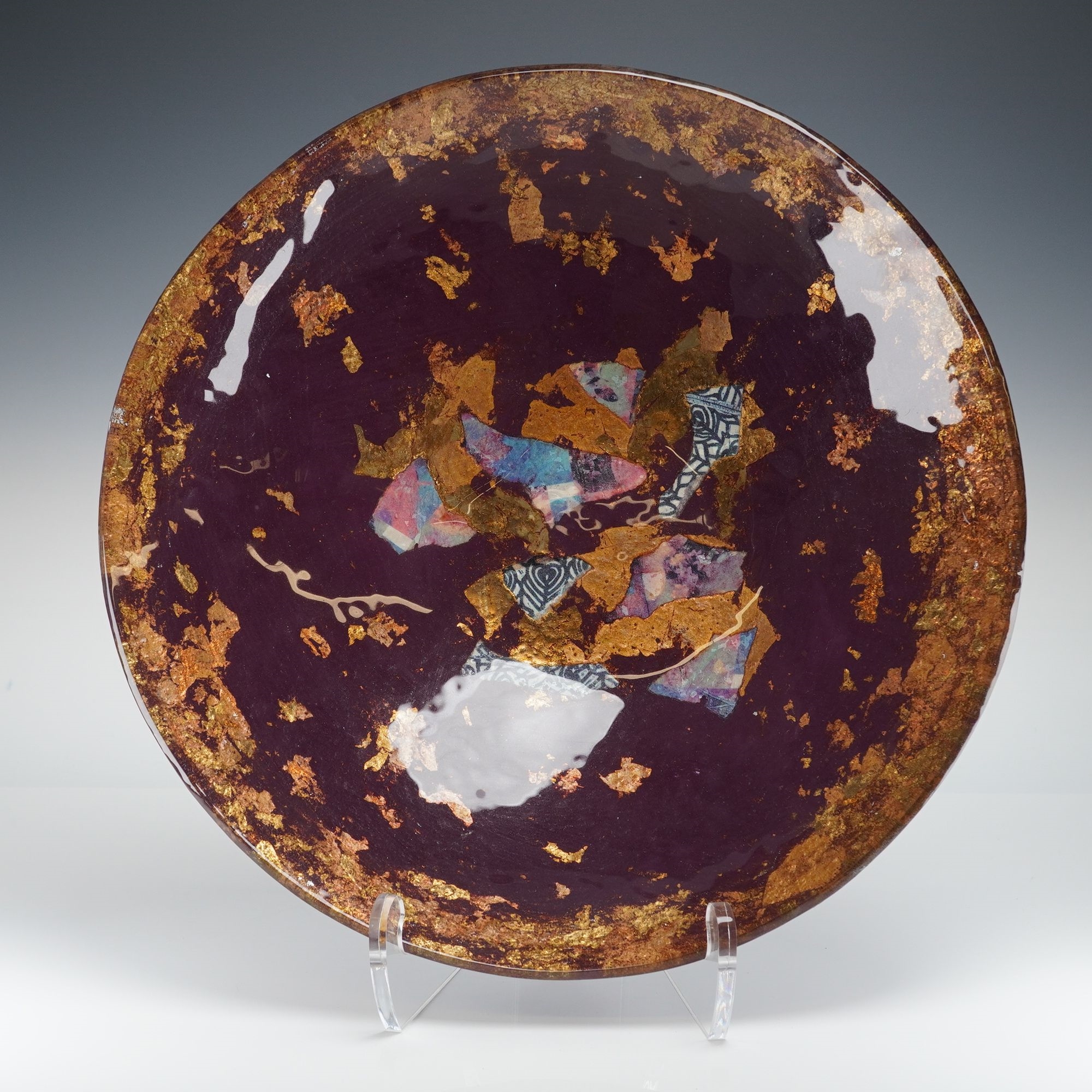Tony Evans | Tony Evans Fused Art Glass Bowl with Gold Leaf Inclusions ...