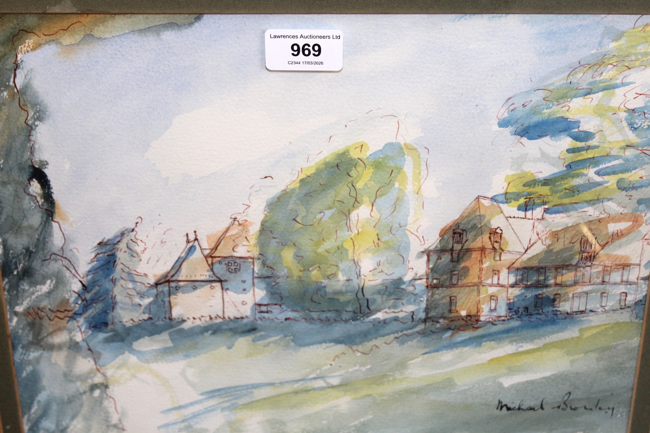 Michael Bromley | three ink and watercolour drawings, rural scenes ...