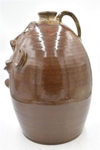 Roger Corn | Large Folk Art Pottery Face Jug | MutualArt