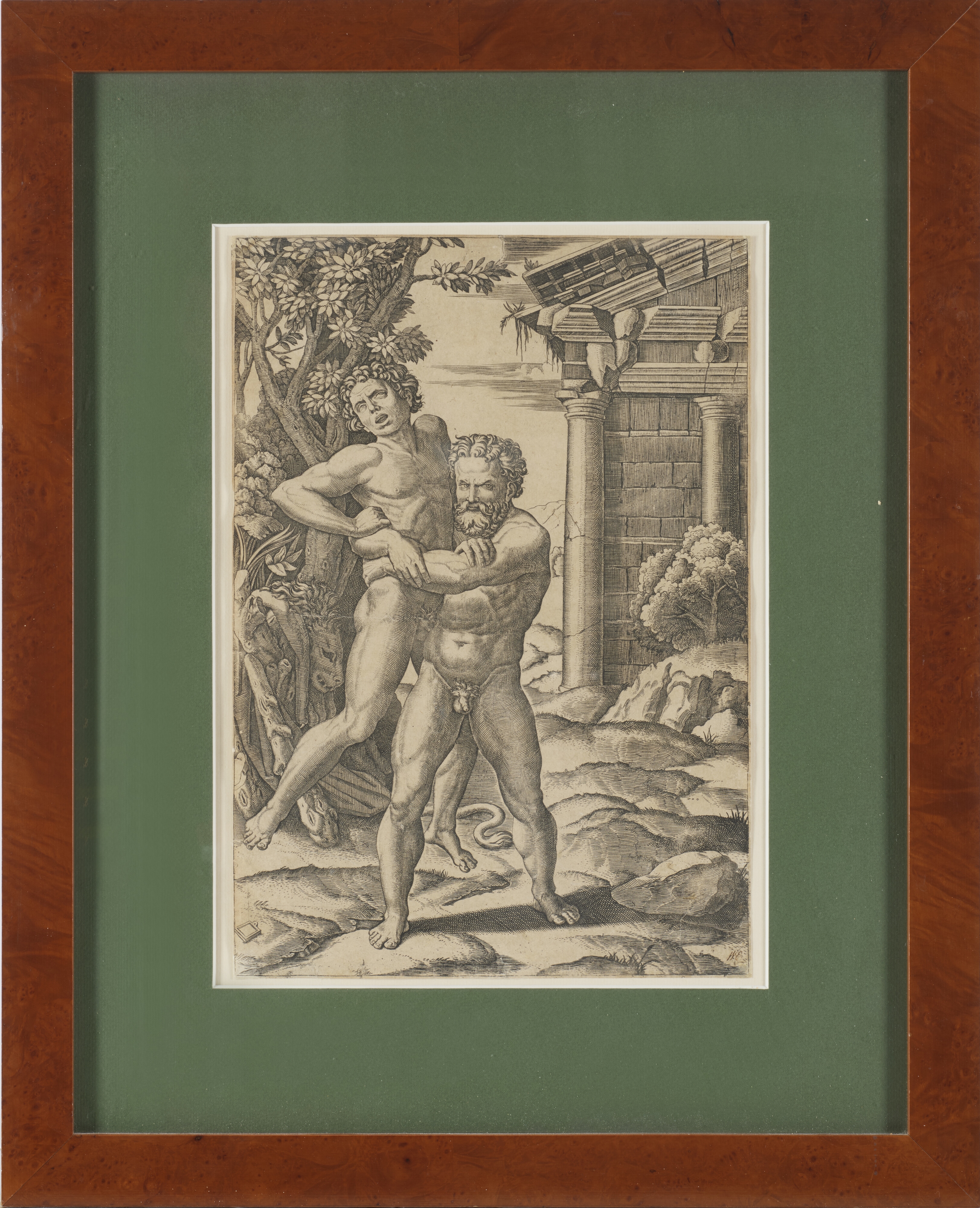 Marcantonio Raimondi | Hercules and Antaeus | MutualArt