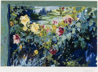 a painting of flowers in a garden