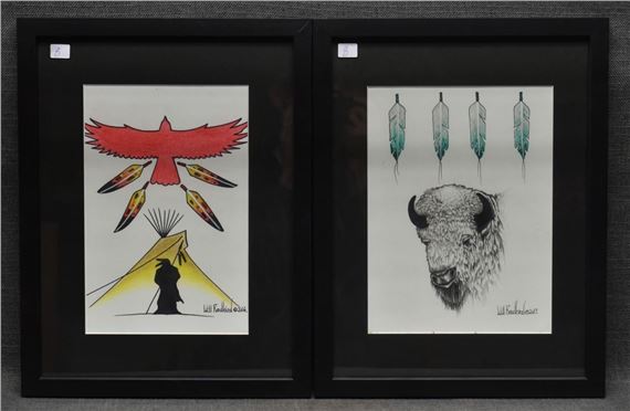Two Kiowa Paintings - Will Redbird