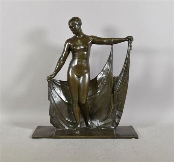 Raymond Léon Rivoire | Standing nude woman with drapery | MutualArt