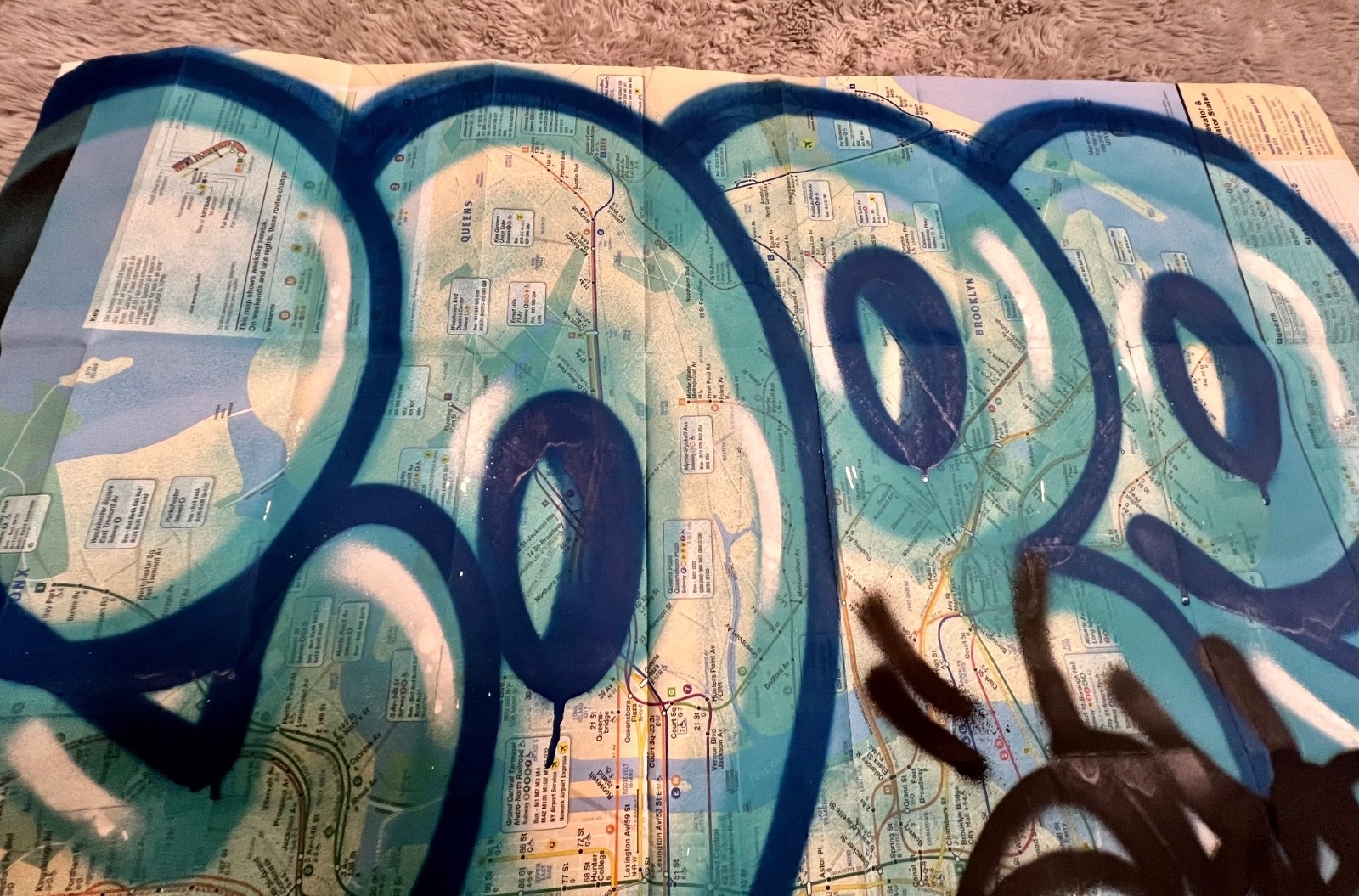 Cope2 | Original Cope 2 throwie on a NYC 2019 Subway Map (2019) | MutualArt
