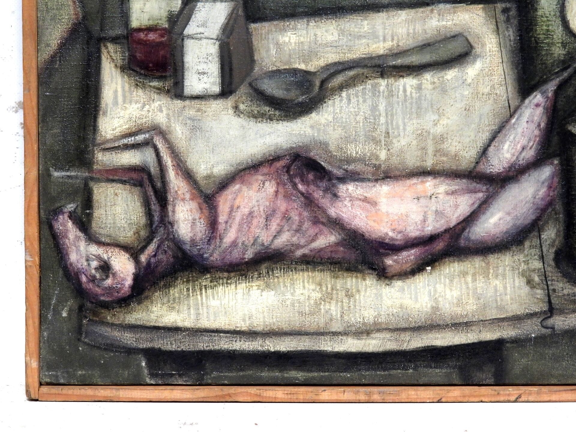 Jacques Bleny | Still life with skinned rabbit and pigeon lamp (1954 ...
