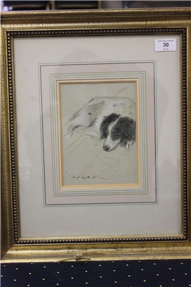 Paul James Logan Wyeth | Portrait of a recumbent collie dog (1975 ...