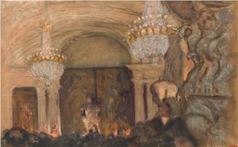 Performance of a play by Molière in the Salle des Cariatides at the Louvre