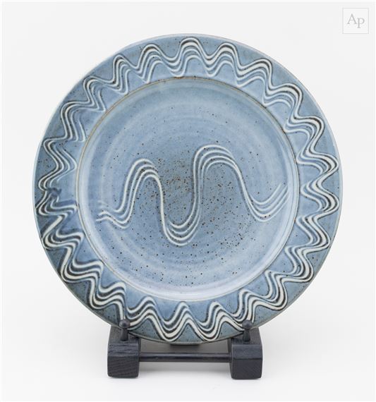 Ray Finch | Winchcombe Pottery; a large stoneware plate covered in blue ...