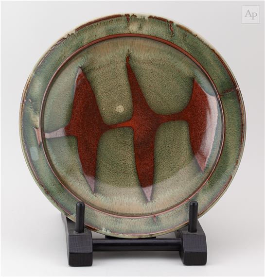 Ray Finch | Winchcombe Pottery; a stoneware charger covered in mottled ...