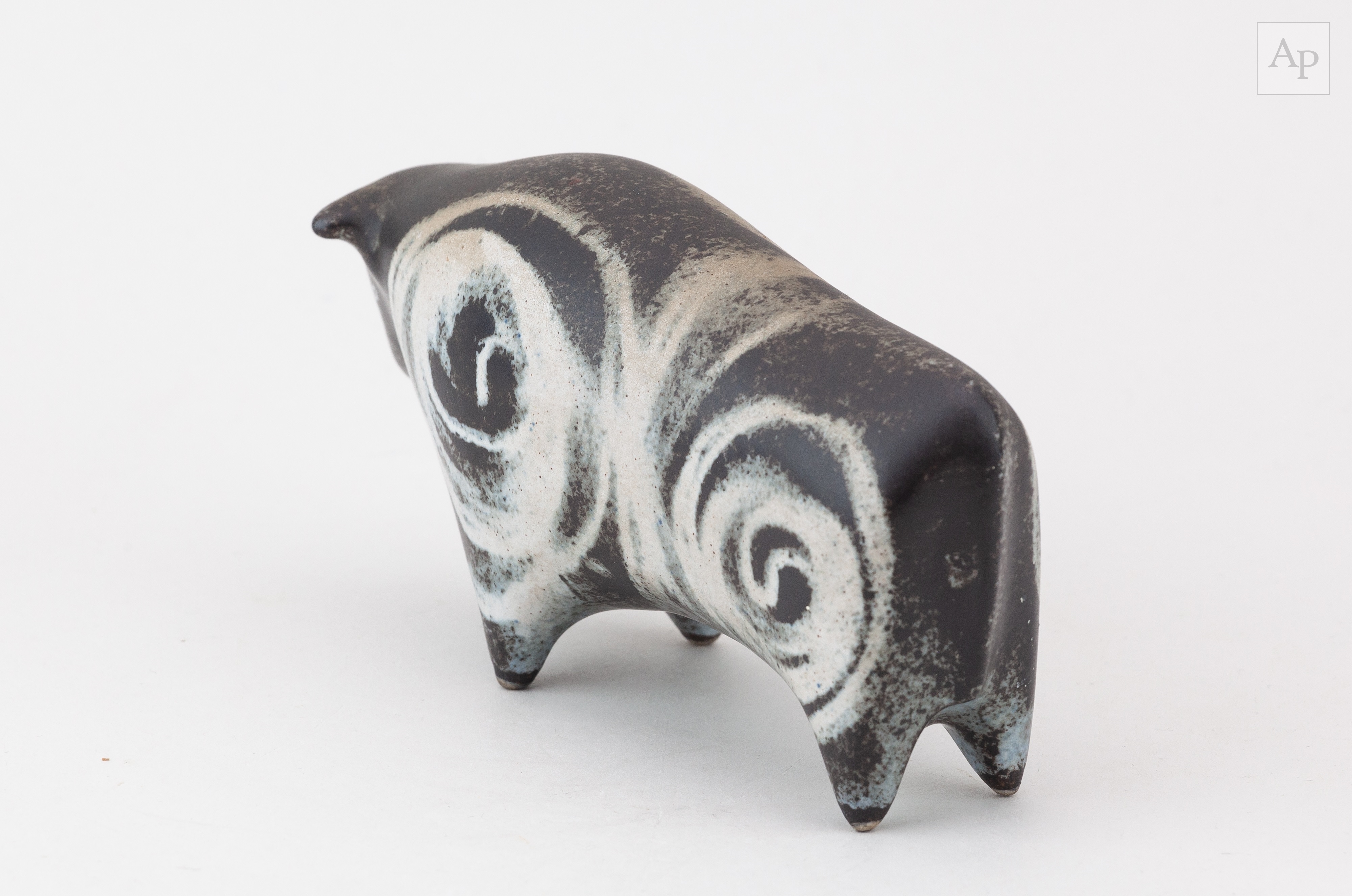 Peter Wright | a stoneware sculpture of a bull decorated with spirals ...