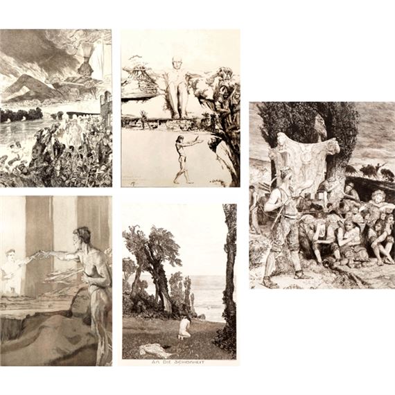 Philosoph, Der Krieg, Elend, Integer Vitae, An die Schönheit - Max Klinger